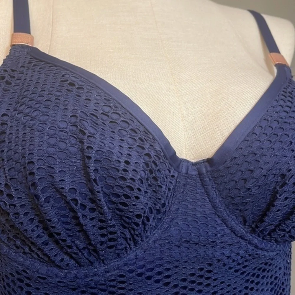 Fantasie women’s Full Cup Marseille Twilight Blue Tankini Bikini top Sz 38D